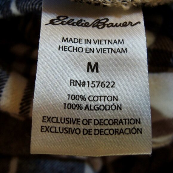 Eddie Bauer Men's Black & Cream Flannel Lounge Pajama Pants M - Picture 7 of 7